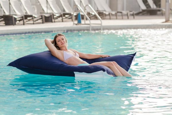 Relaxing on a floating bean bag